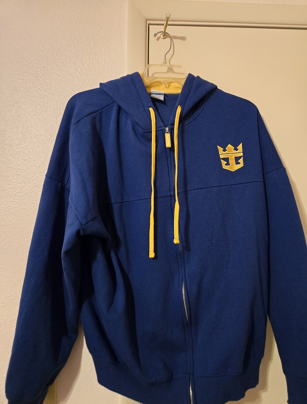 Men's Navy Blue Performance Zip Hoodie with Yellow Accents